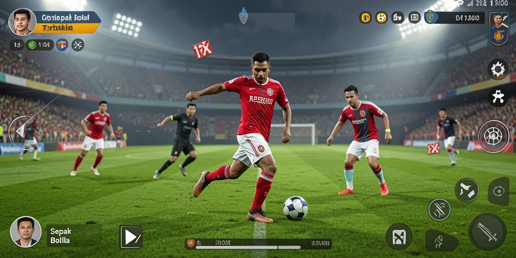 Tampilan gameplay 116X yang mendebarkan dalam aksi sepak bola.