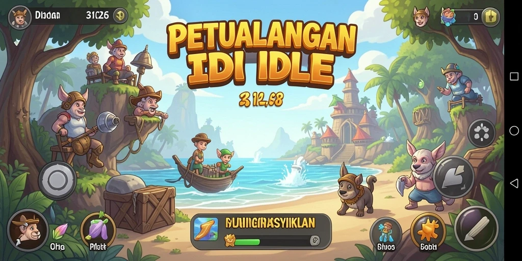 Tangkapan layar utama menunjukkan aksi gameplay Idle yang seru.