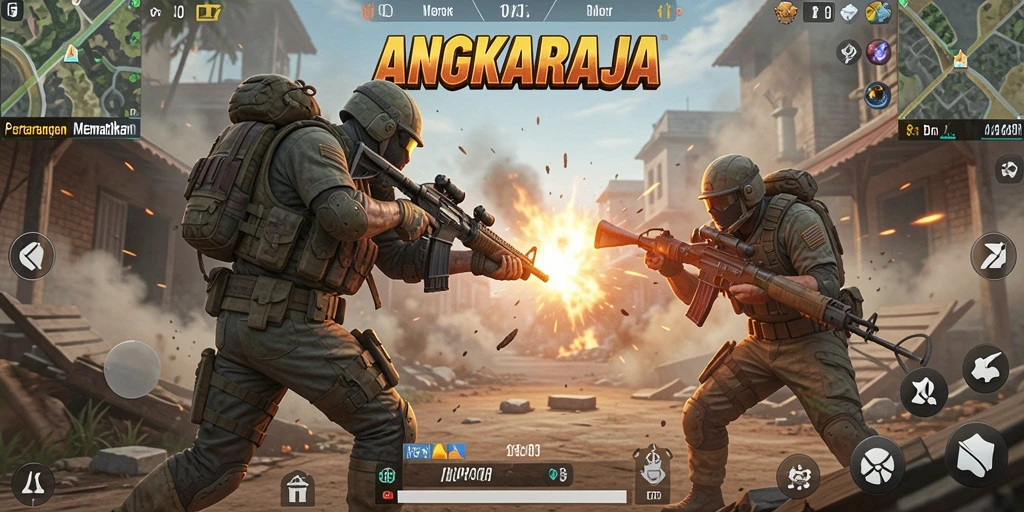 Tampilan gameplay intens dalam ANGKARAJA dengan aksi pertarungan yang mendebarkan.