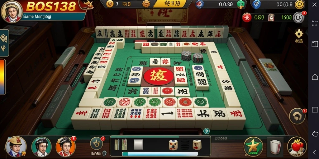 Tampilan gameplay <strong>BOS138</strong> yang mengasyikkan dengan ubin Mahjong yang berwarna-warni.