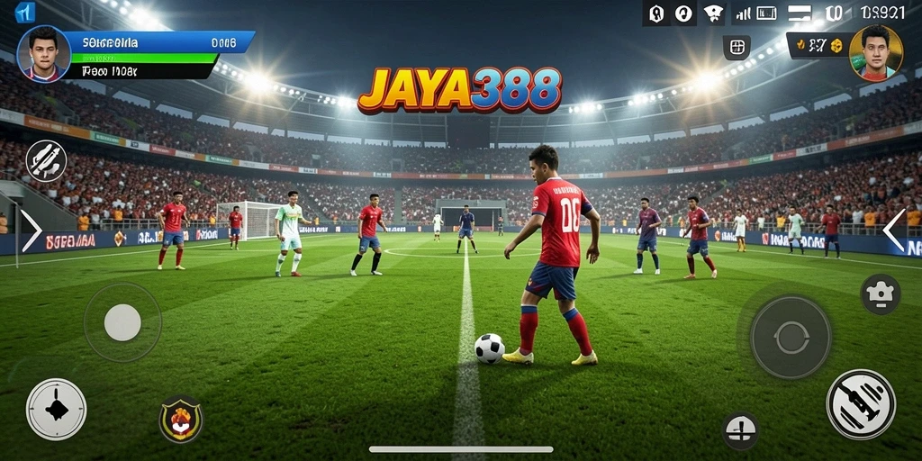 Screenshot JAYA388 menampilkan aksi seru di lapangan sepak bola.