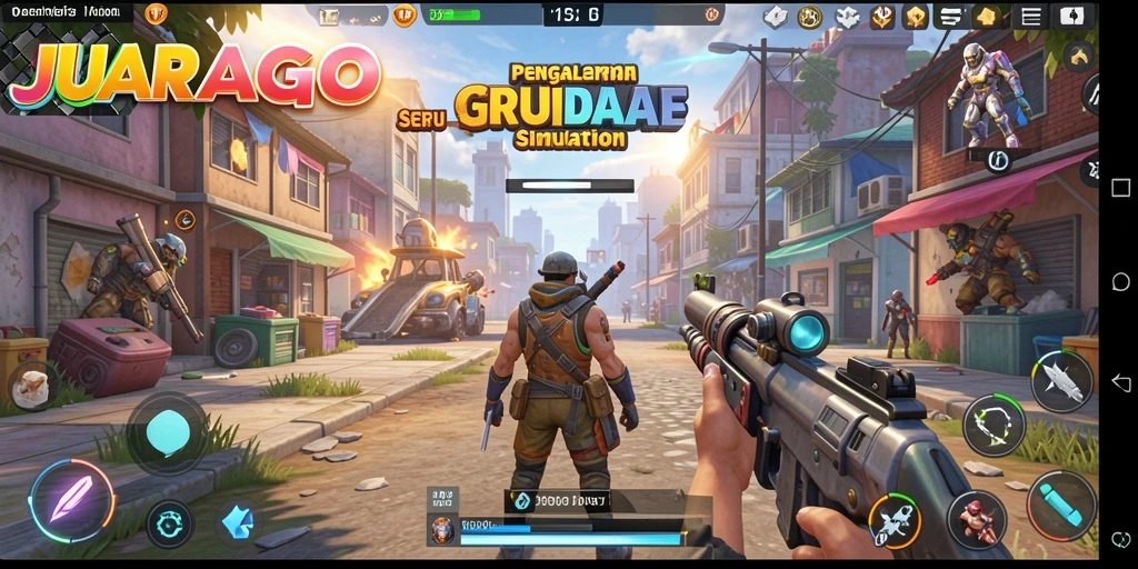 Screenshot menunjukkan gameplay seru dalam JUARAGO dengan elemen simulasi yang dinamis.