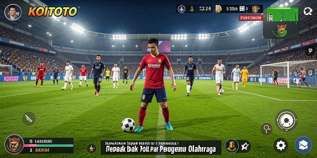 Tampilan gameplay KOITOTO yang mendebarkan di lapangan sepak bola.