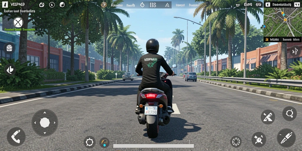 Gameplay VESPA69 yang menarik dengan pengalaman berkendara realistis.