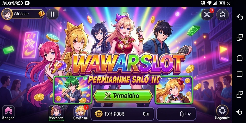 Screenshot gameplay WAWARSLOT menampilkan karakter anime yang menarik.